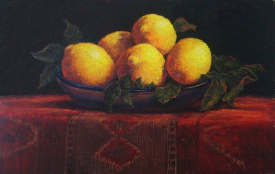 Yellow lemon Still Life by Mally DeSomma