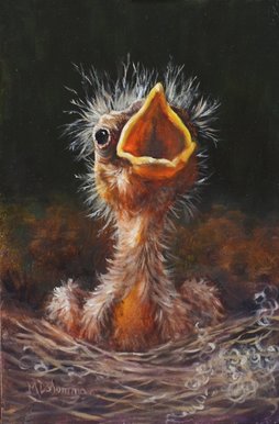 baby bird painting by Mally DeSomma